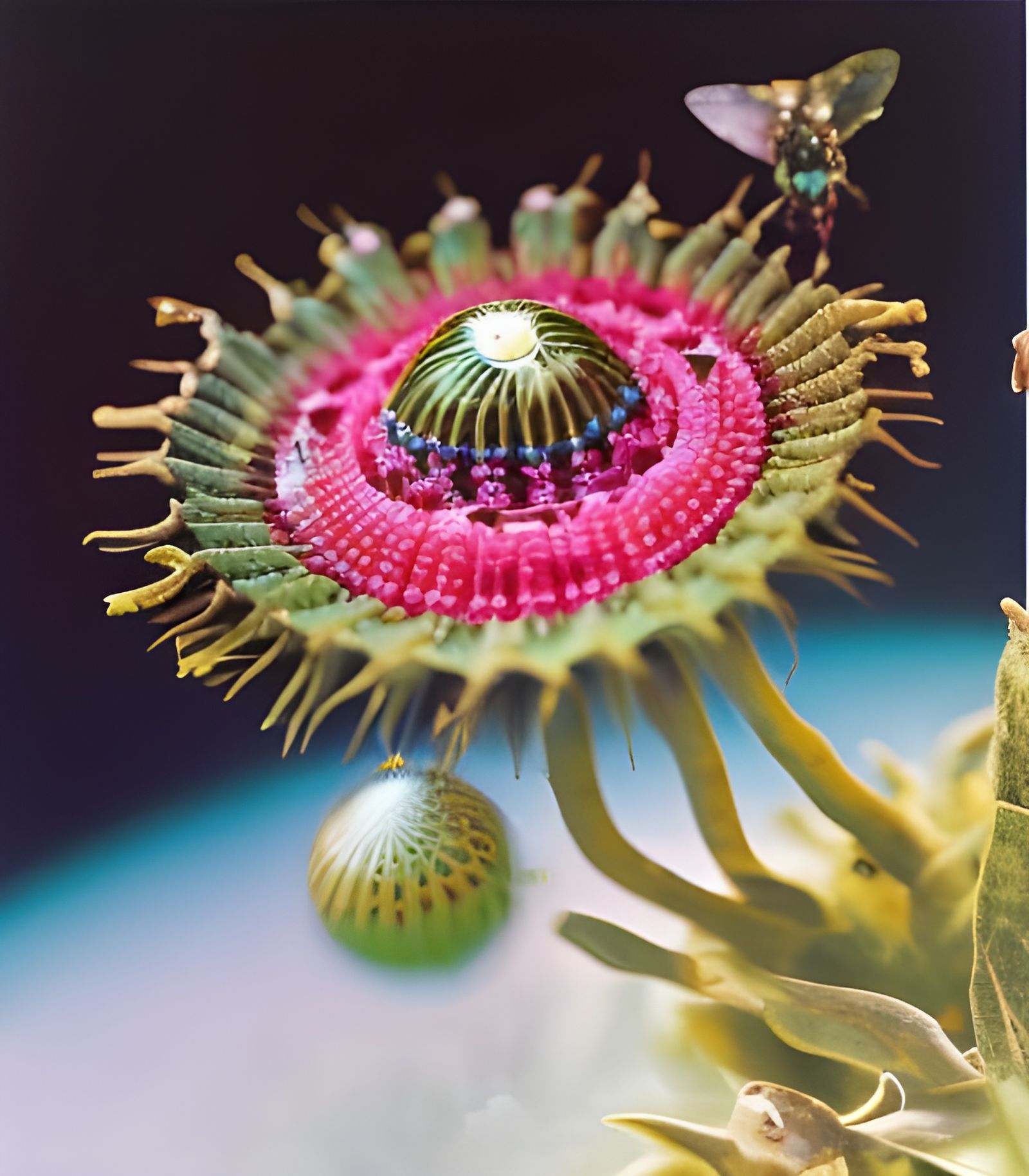 Surreal Carnivorous Plant in Vivid Colors