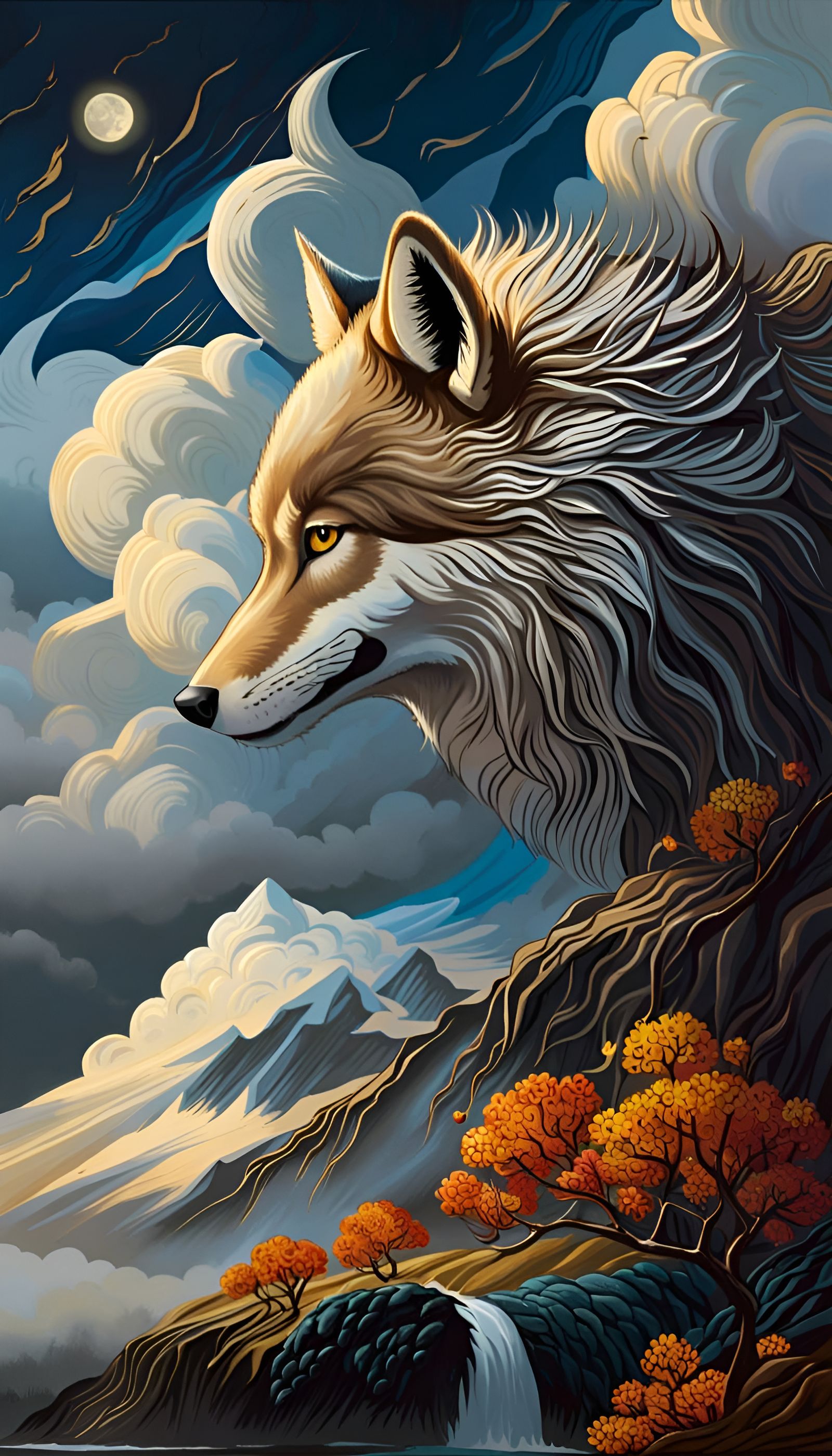 Giant Wolf in the Clouds
