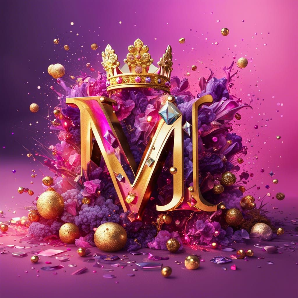 Diamond "M" in Colorful 3D Splash