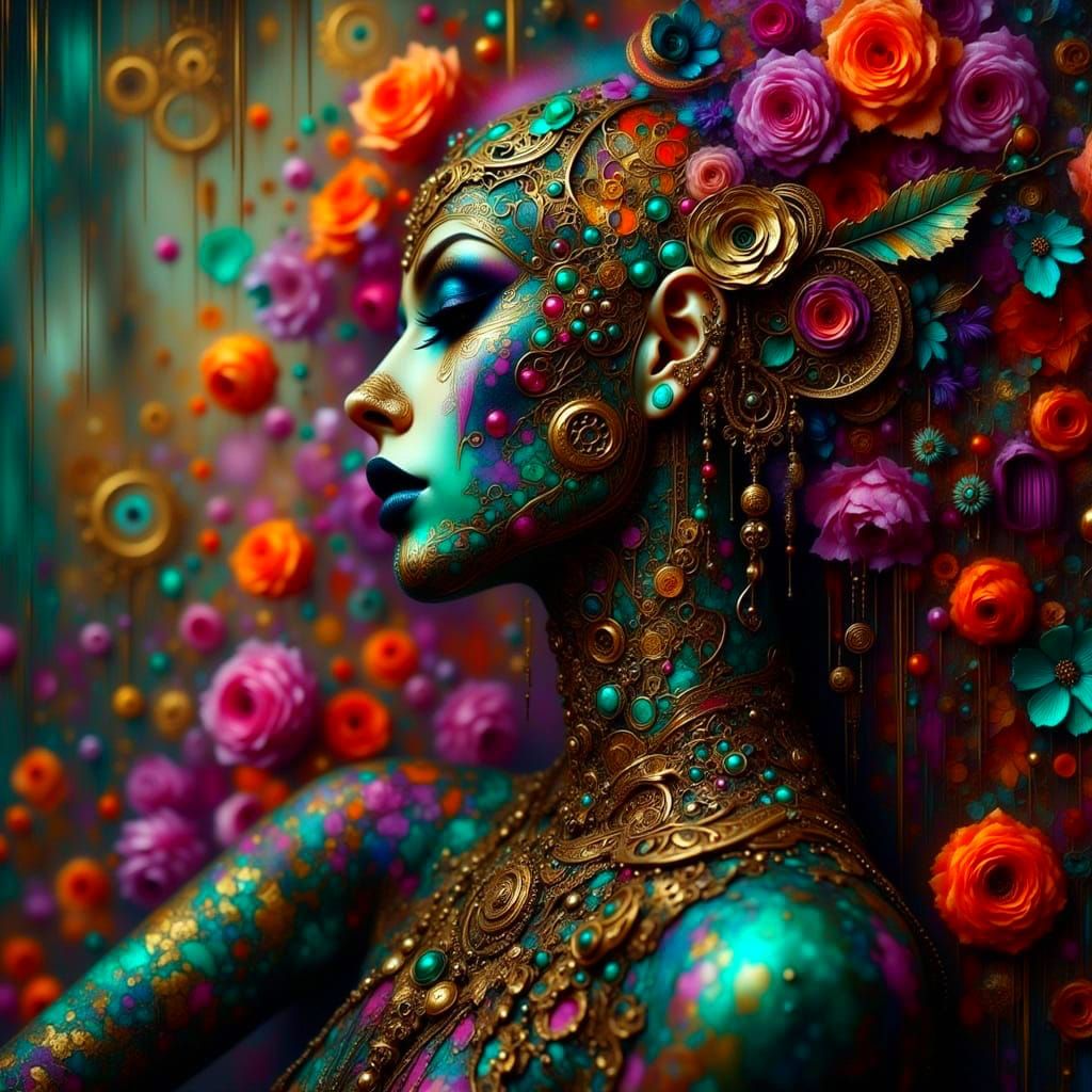 Gothic Goddess in Opulent Colorful Splendor