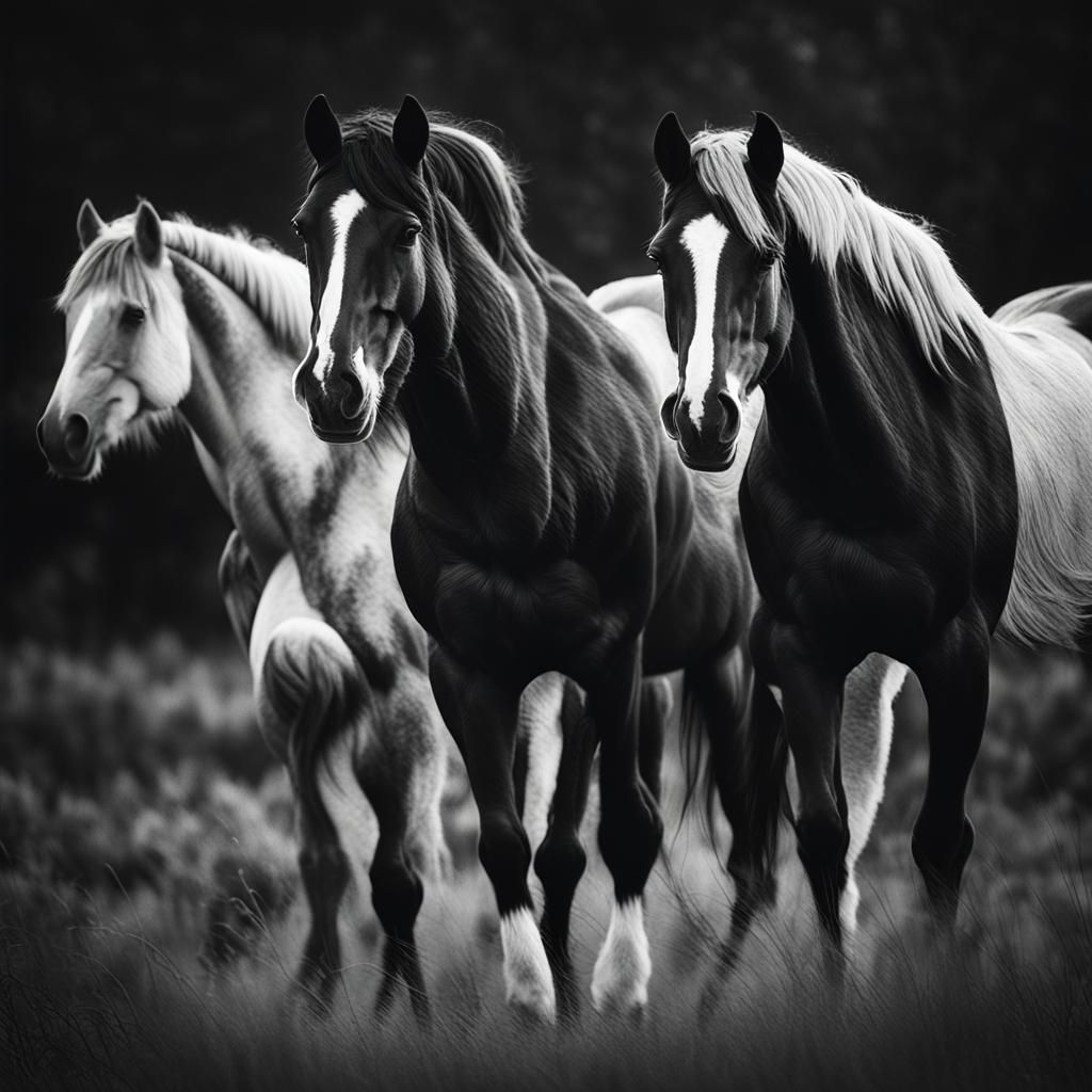 Intense Black and White Horse Portrait