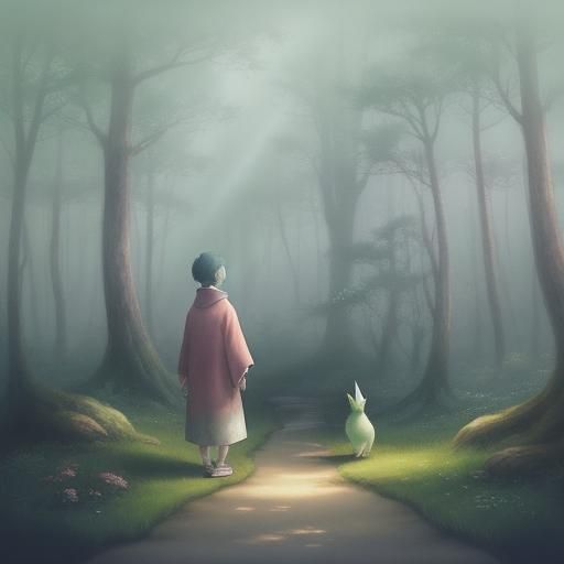 Chihiro and Radish Spirit in Mystical Forest