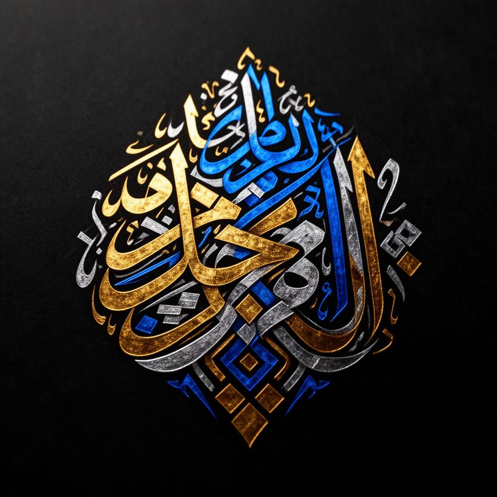 Intricate Arabic Calligraphy with Metallic Inks