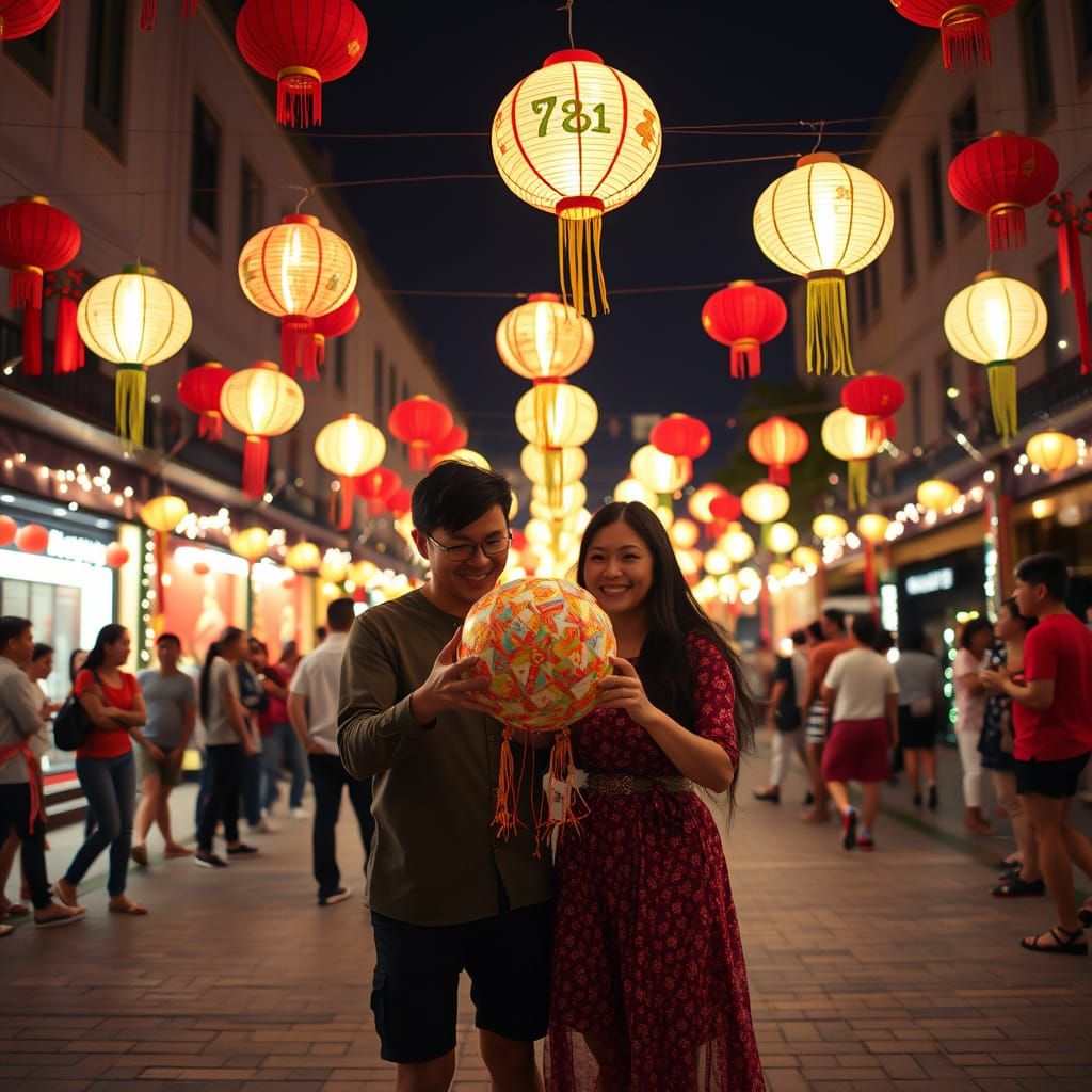 Festive Celebration with Piñata and Chinese Lanterns