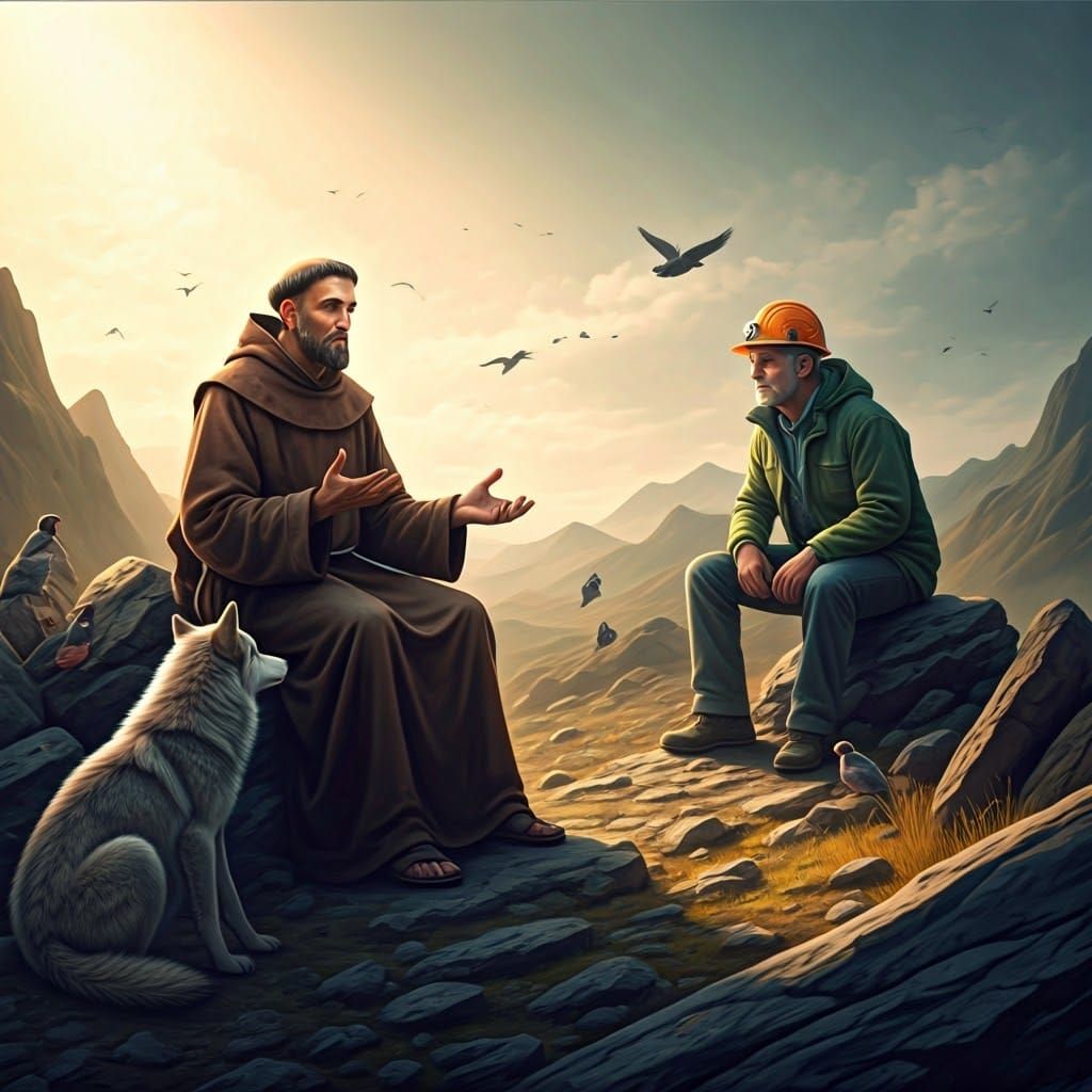 St. Francis Preaching to Animals in Golden Light