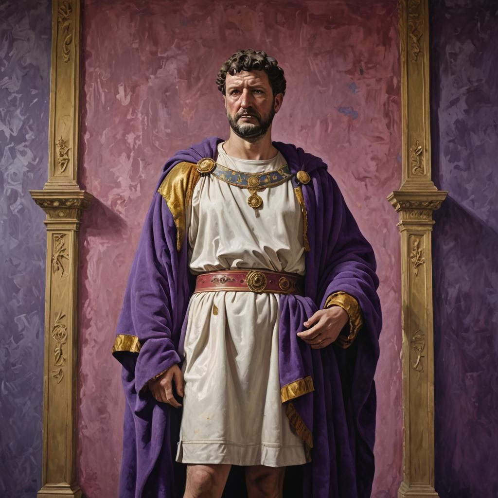 Emperor Hadrian in Imperial Purple Robes