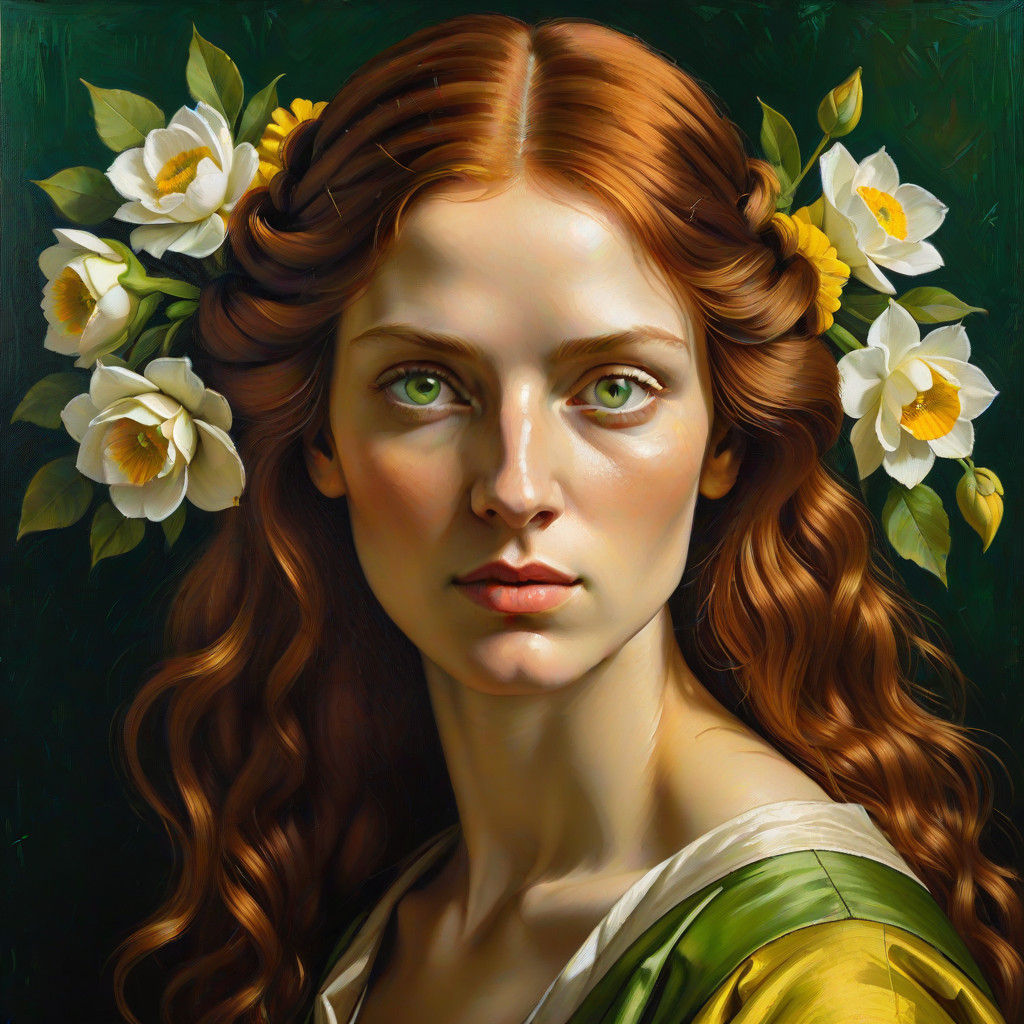 young woman with flowers