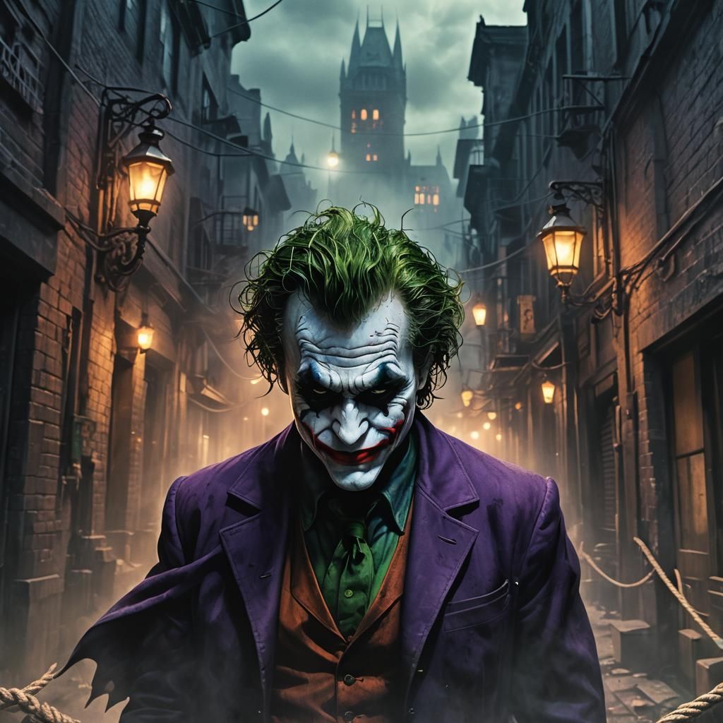 Joker Lassoes Batman in Gotham Alleyway