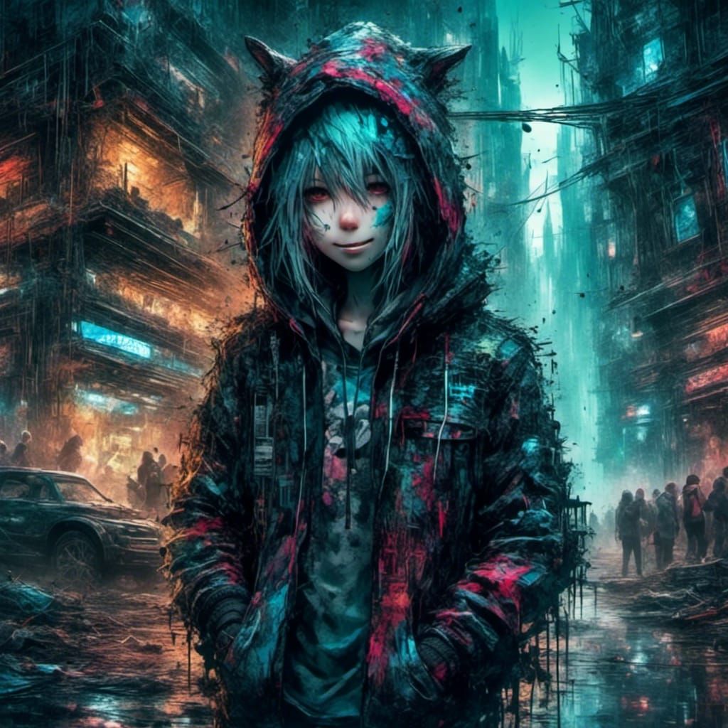 Cute Smiling Dog in Anime Style