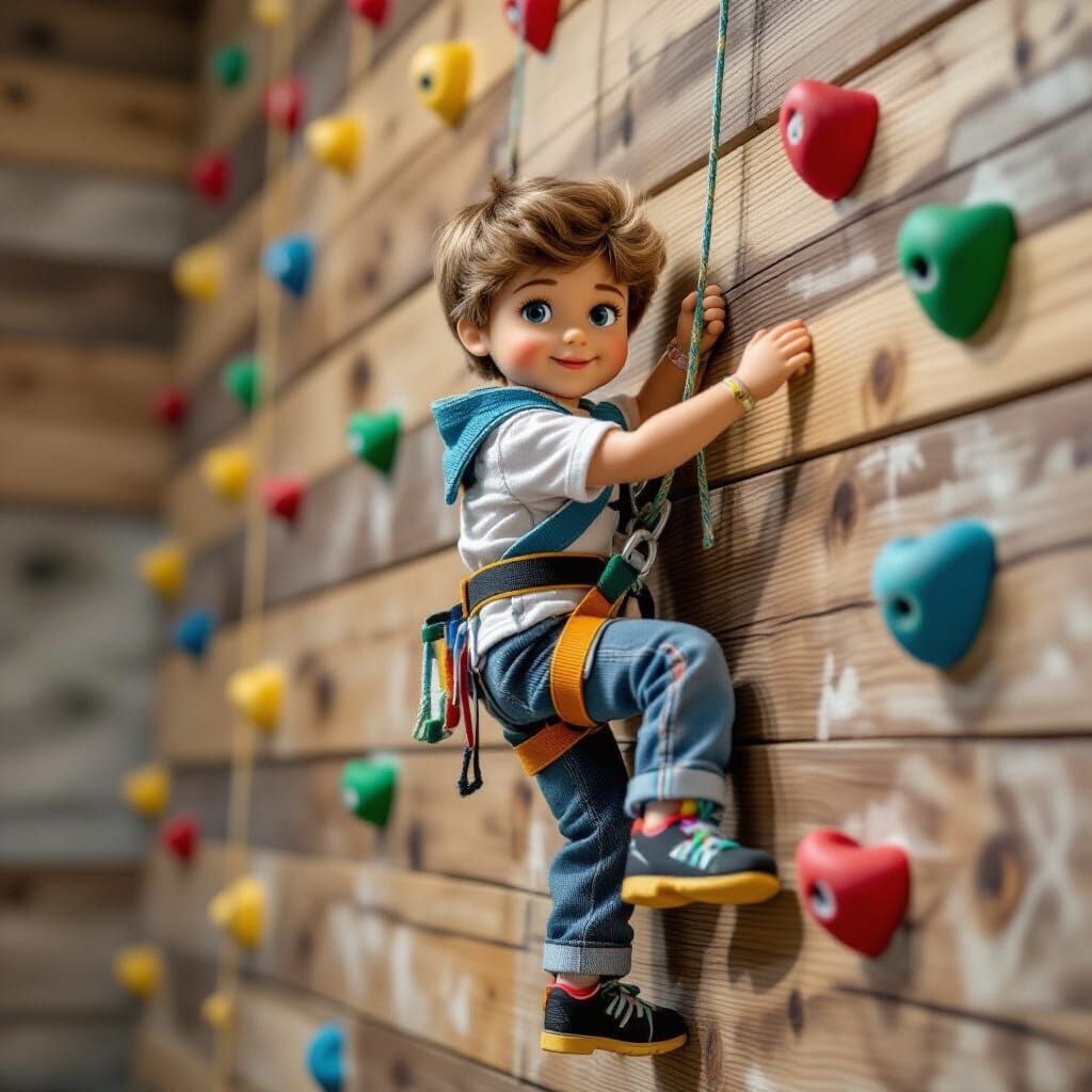 Felt Doll Climber in Action Pose