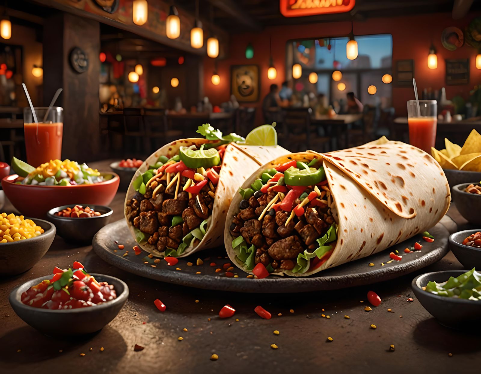 Detailed Spicy Burrito with Dynamic Lighting