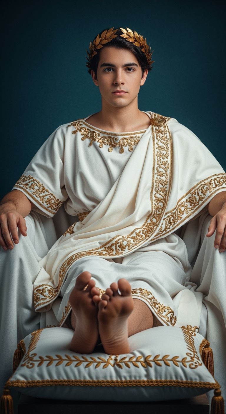 Barefoot Roman Emperor in Studio Ghibli Anime Style
