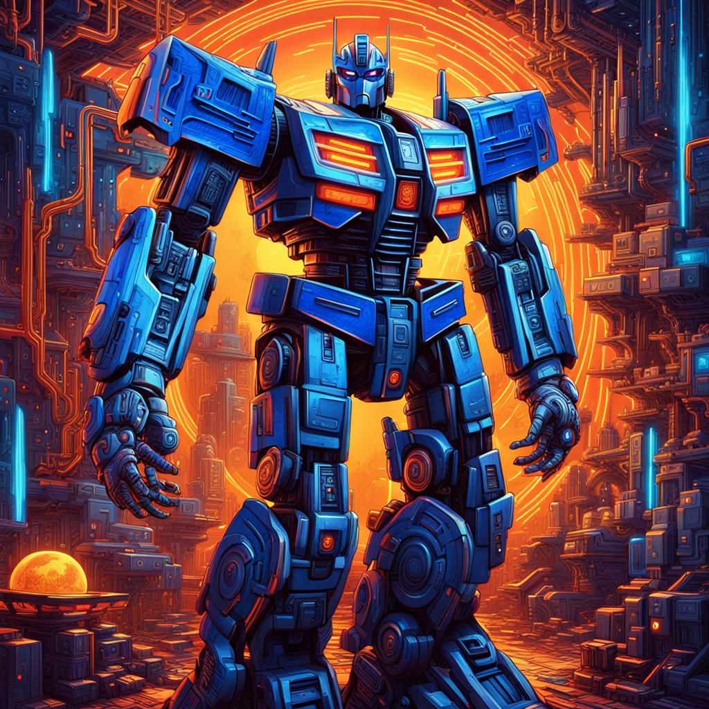 Biomechanical Optimus Prime in Surreal Digital Art