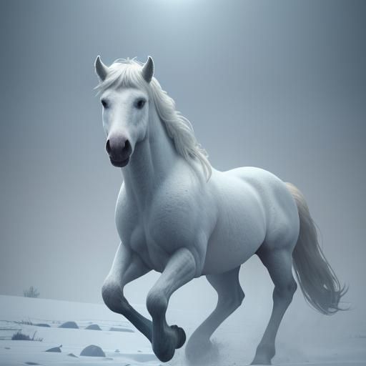 Horse in Winter Wonderland: Hyperrealistic Splash Art