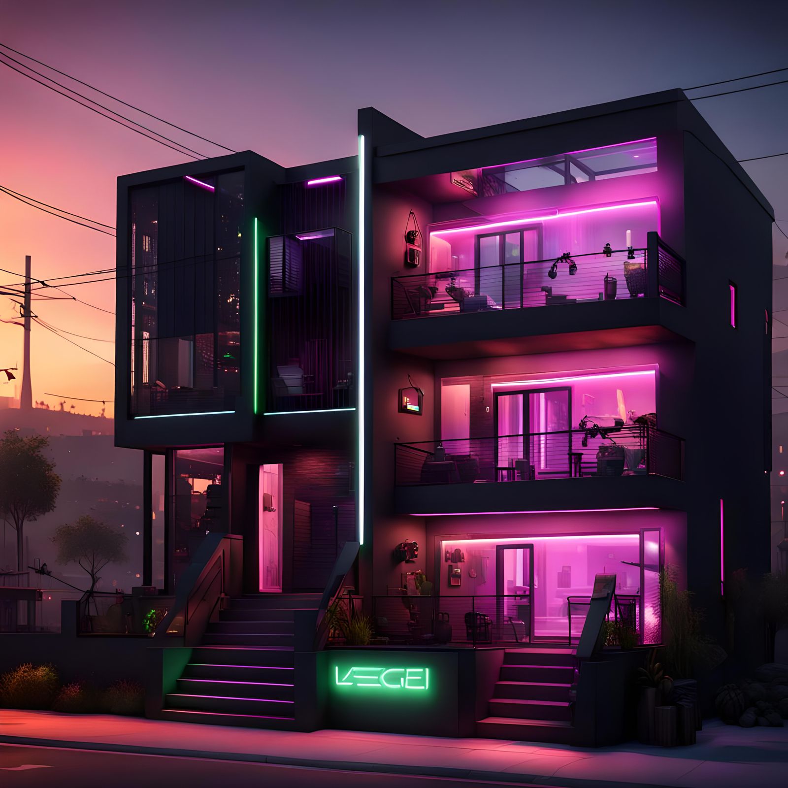 Hyperrealistic Gaming PC Tower Over Neighborhood