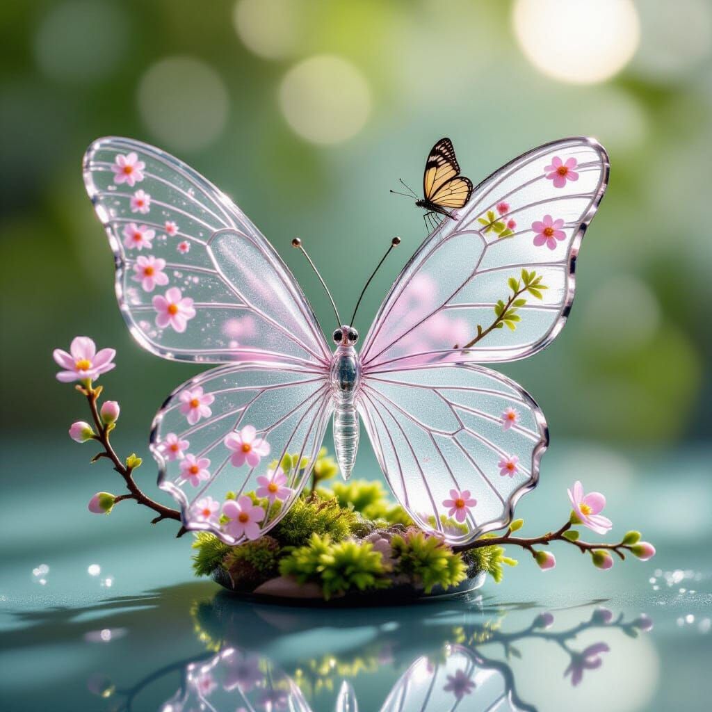 Glass Butterfly Sculpture Macro Photo