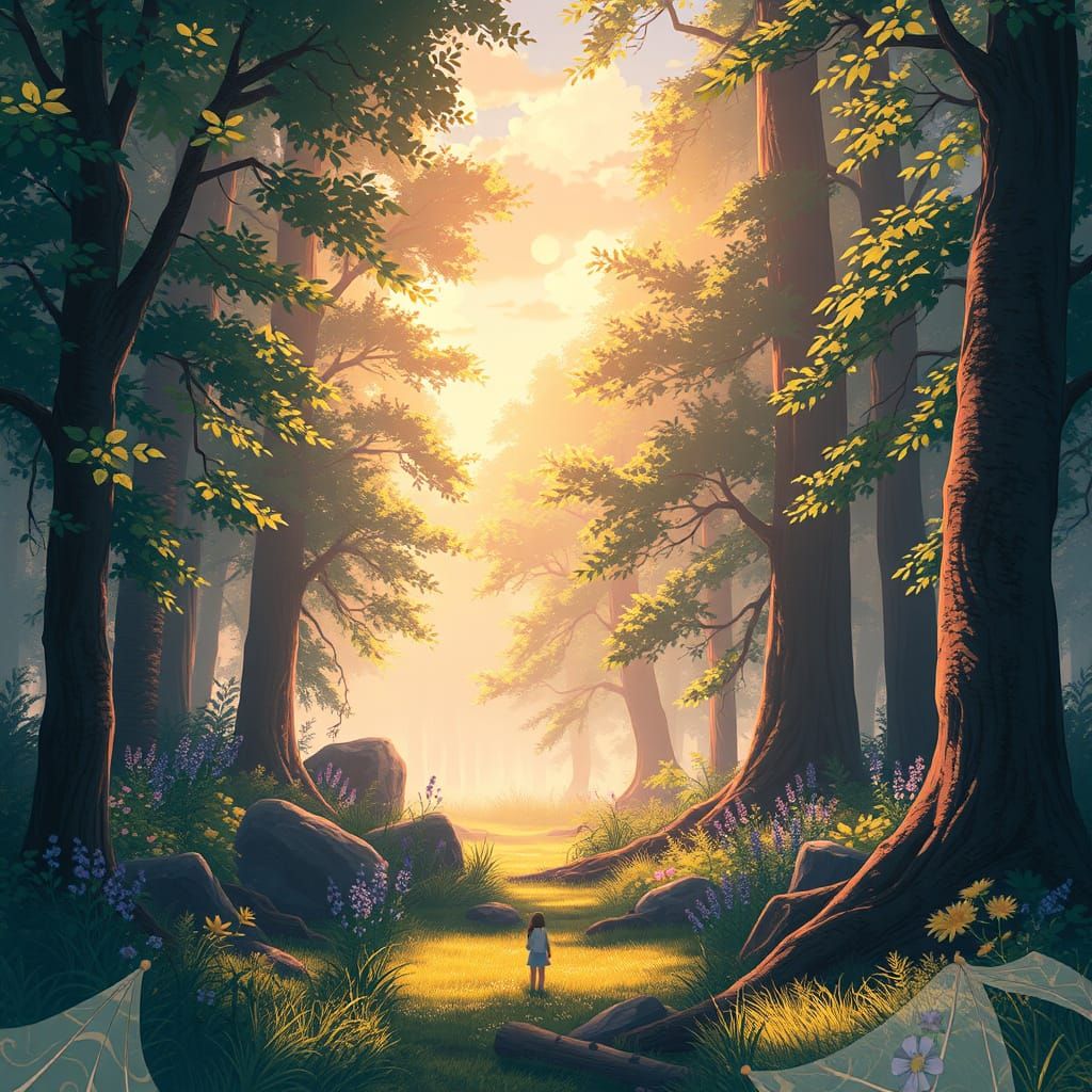 Whispering Forest Glade in Studio Ghibli Style