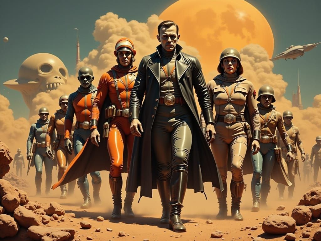 Monsters of War in a Vintage-Futurist Style