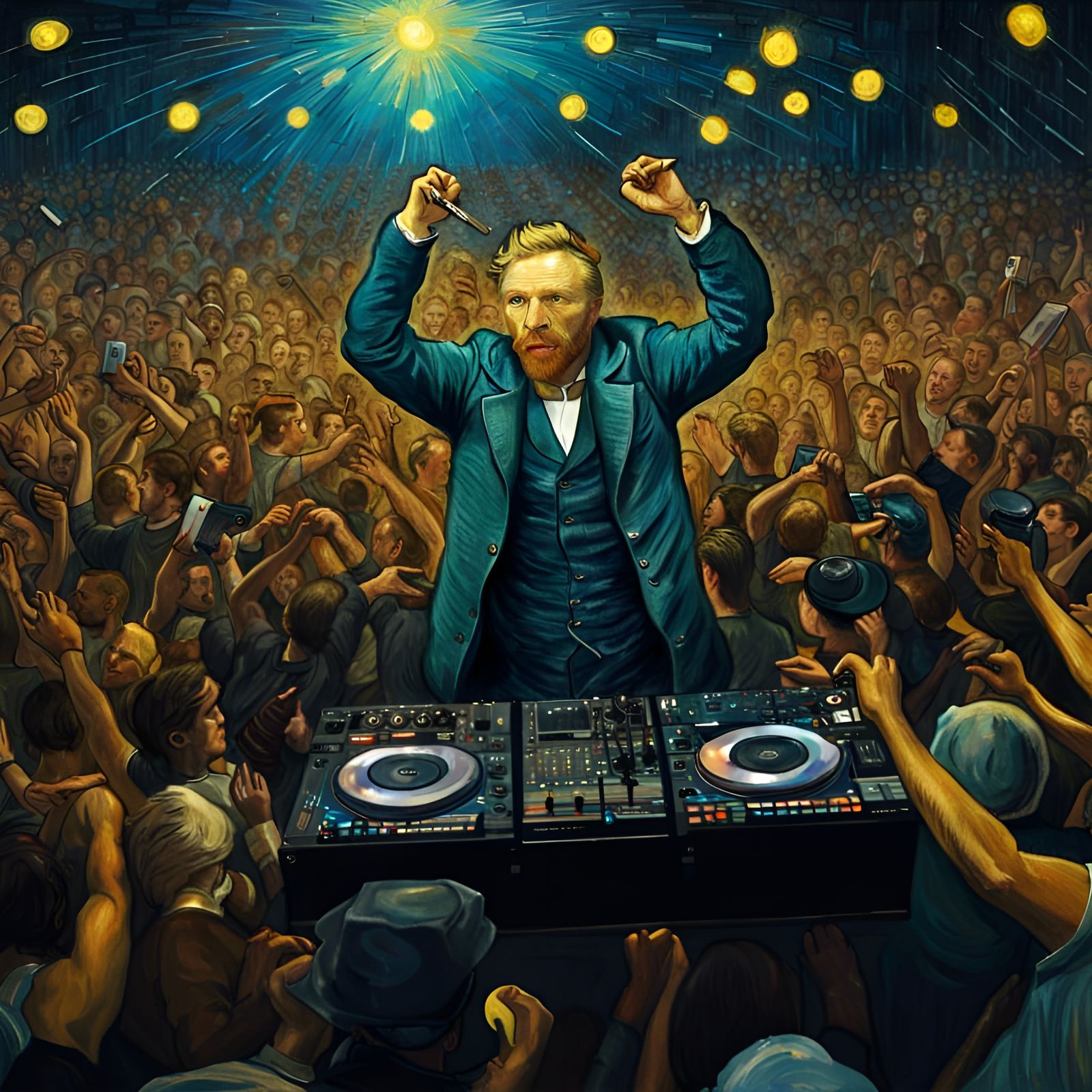 DJ Performance in Post-Impressionist Style