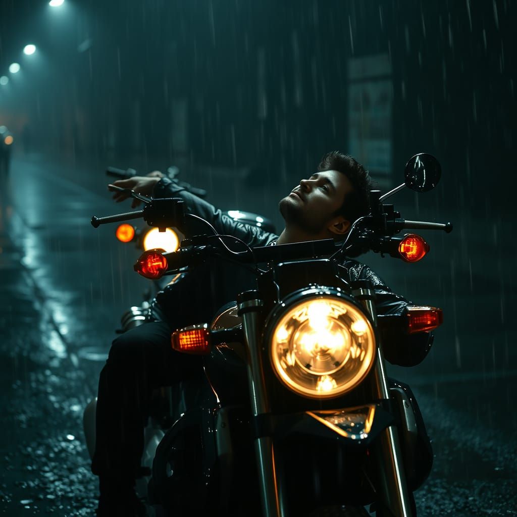 Neon Dreams of a Rainy Night Motorcycle Ride