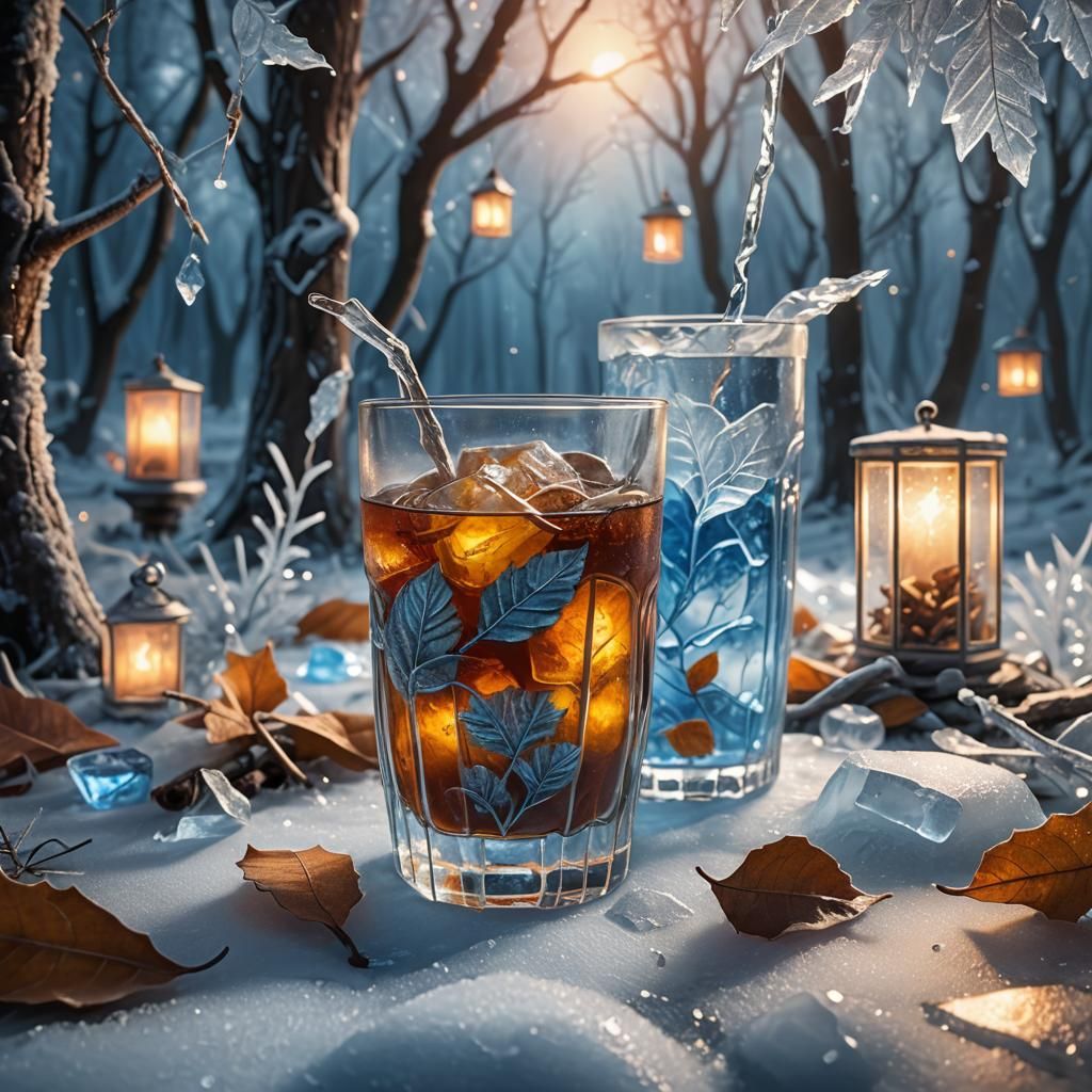 Iced Tea Transformed into Winter Wonderland