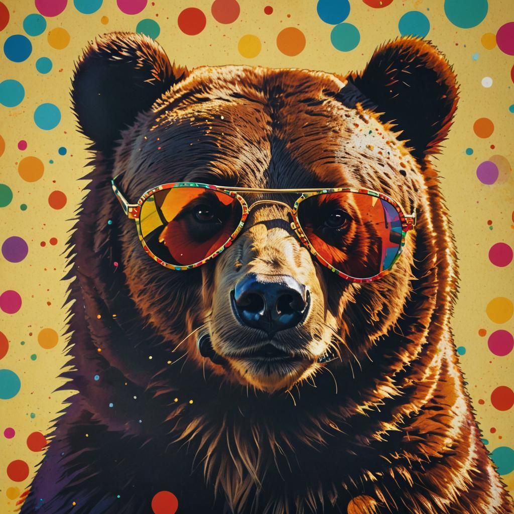 Pop Art Bear with Aviator Sunglasses