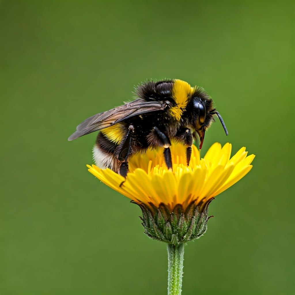 Bumblebee Napping Peacefully on Flower Petal