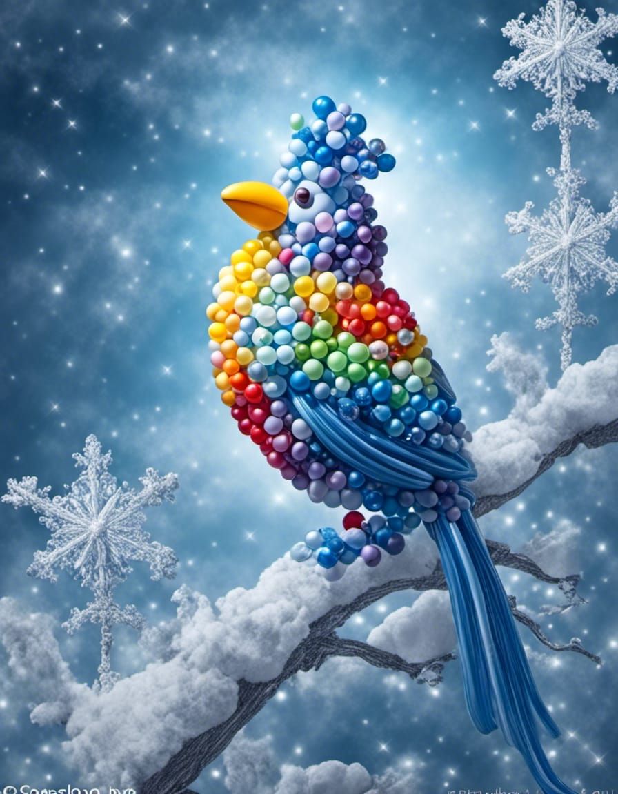 Magical Frozen Birds in Ethereal Winter Wonderland