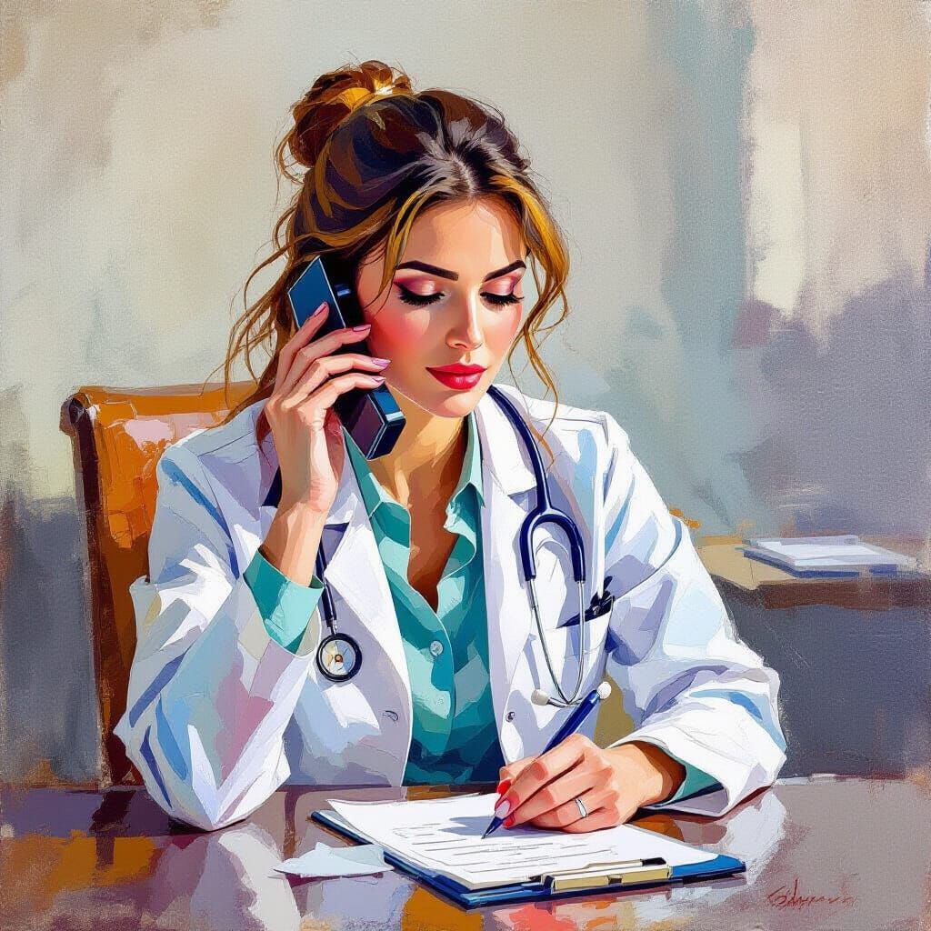 Doctor on Call: Neo-Impressionistic Expressionist Oil Painti...