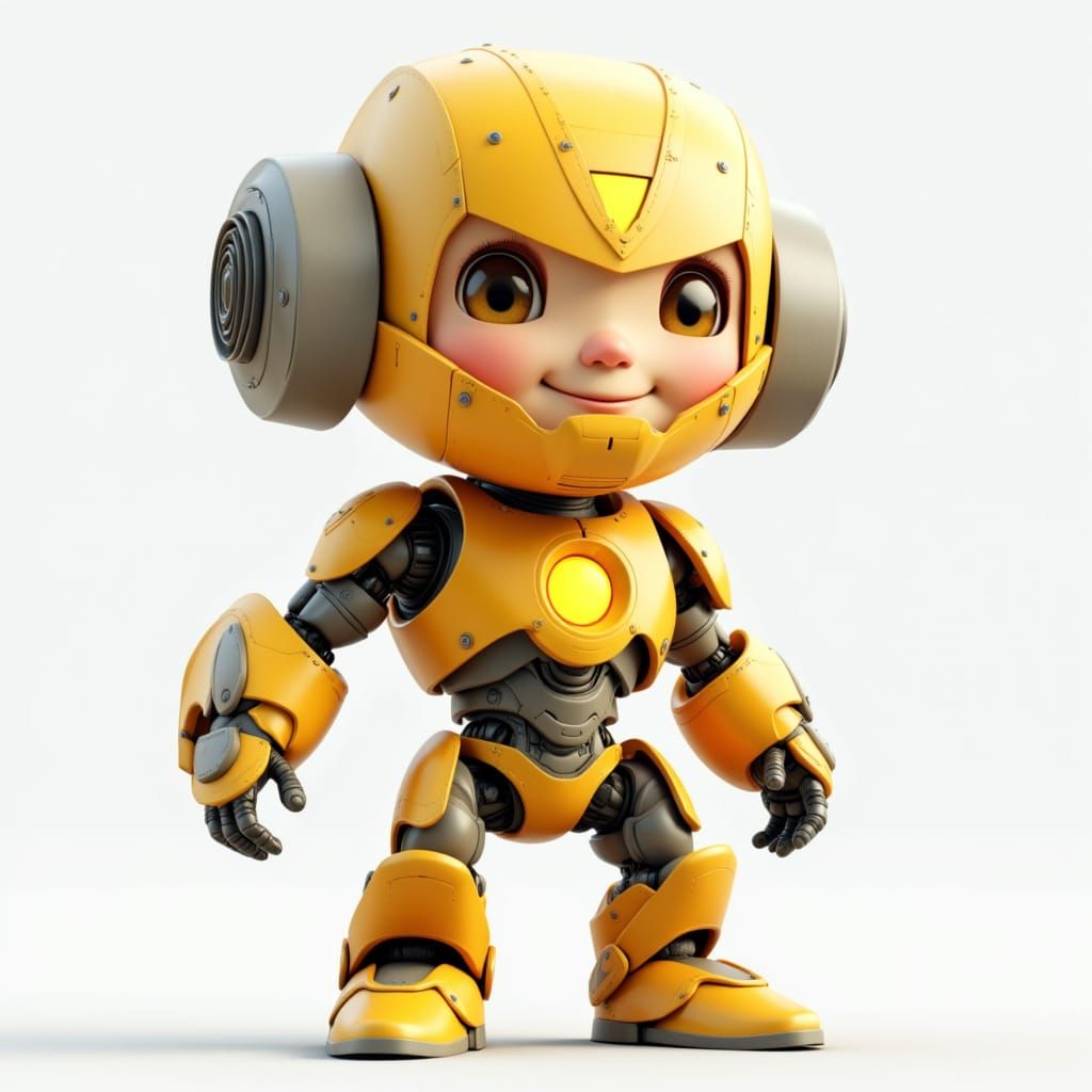 Chibi Robot Superhero Boltie in Pixar Style 3D Render