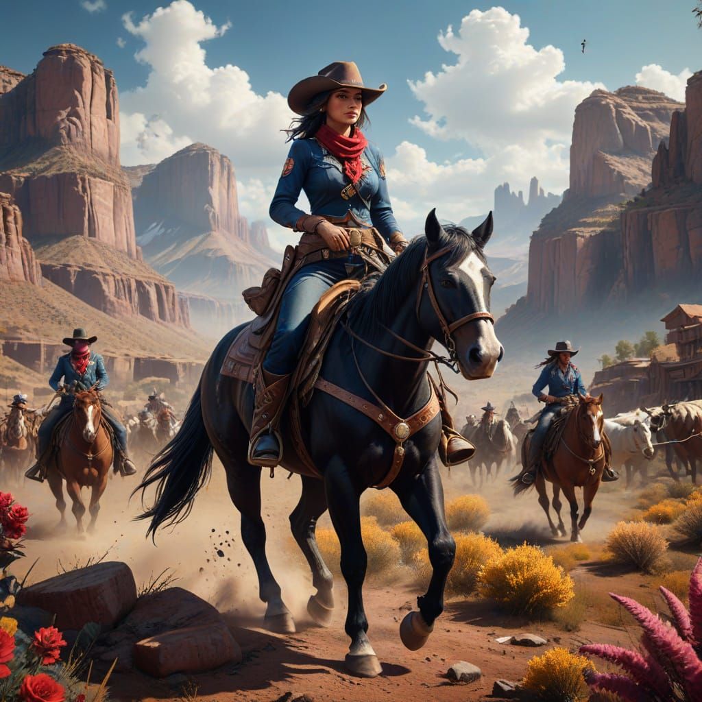 Fantastical Cowboys and Cowgirls Day Matte Painting