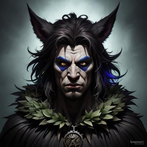 Hyperrealistic Batboy Druid in Splash Art Style