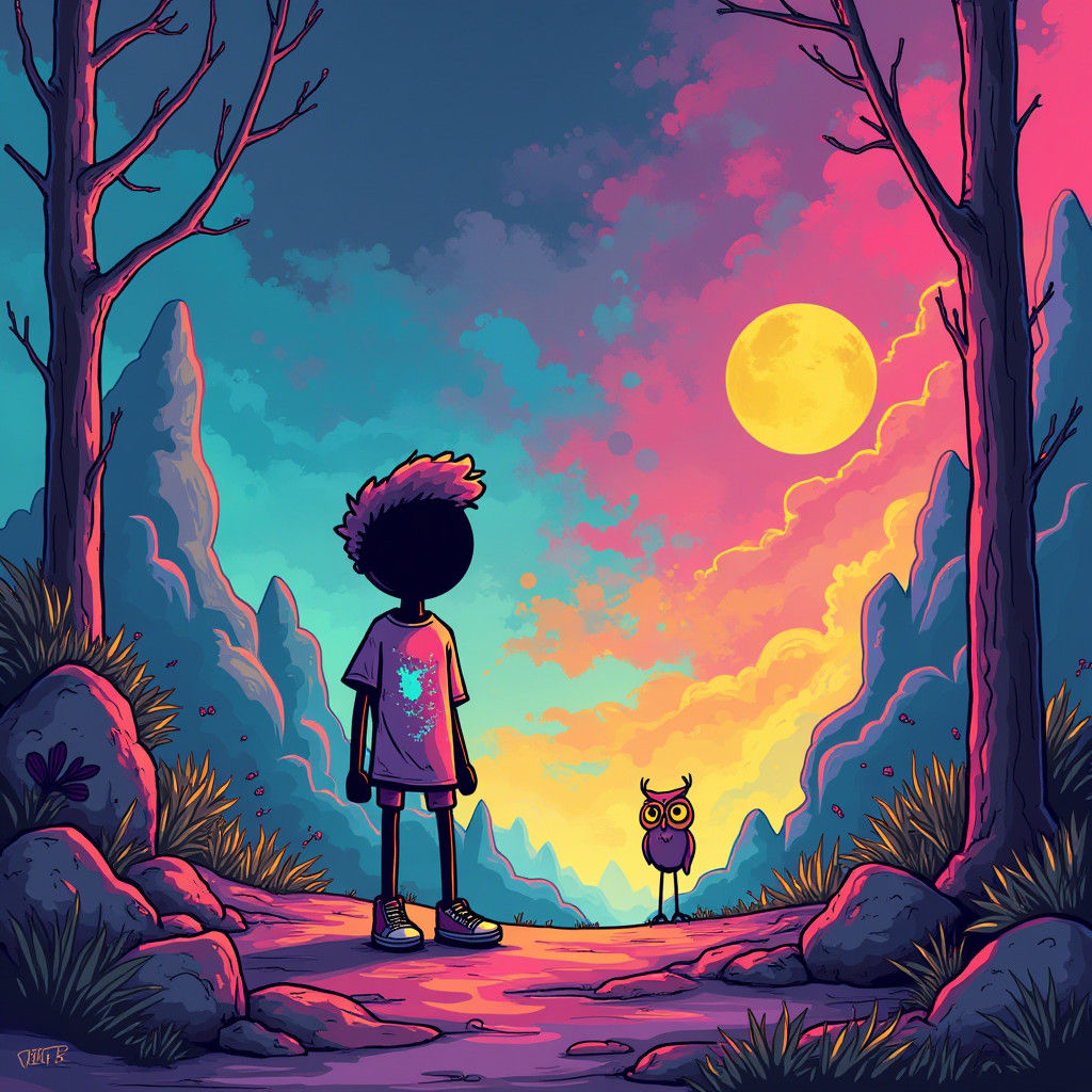 Stick Figure Hero's Neon Quest in Scribble World