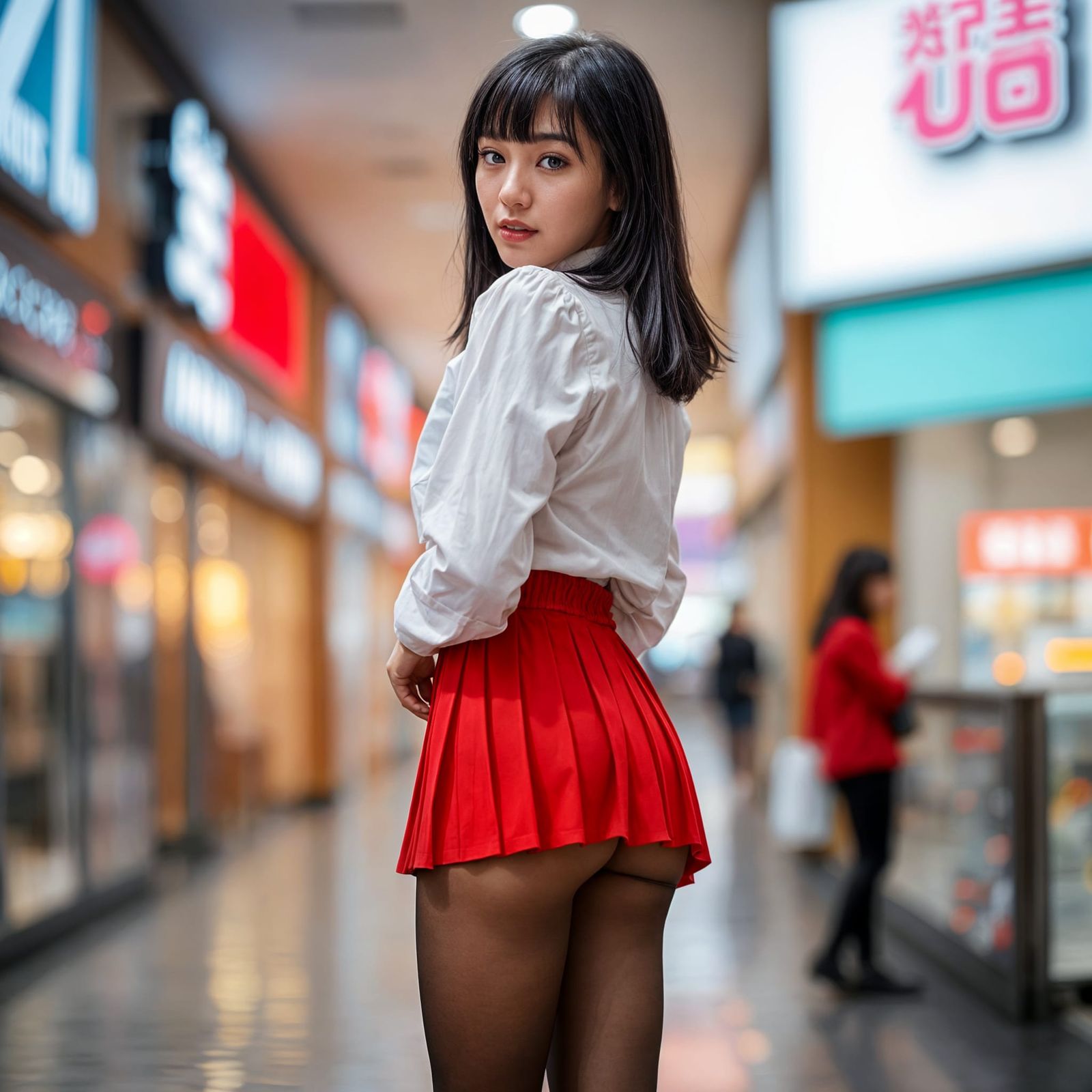 Aioki with a pleated skirt