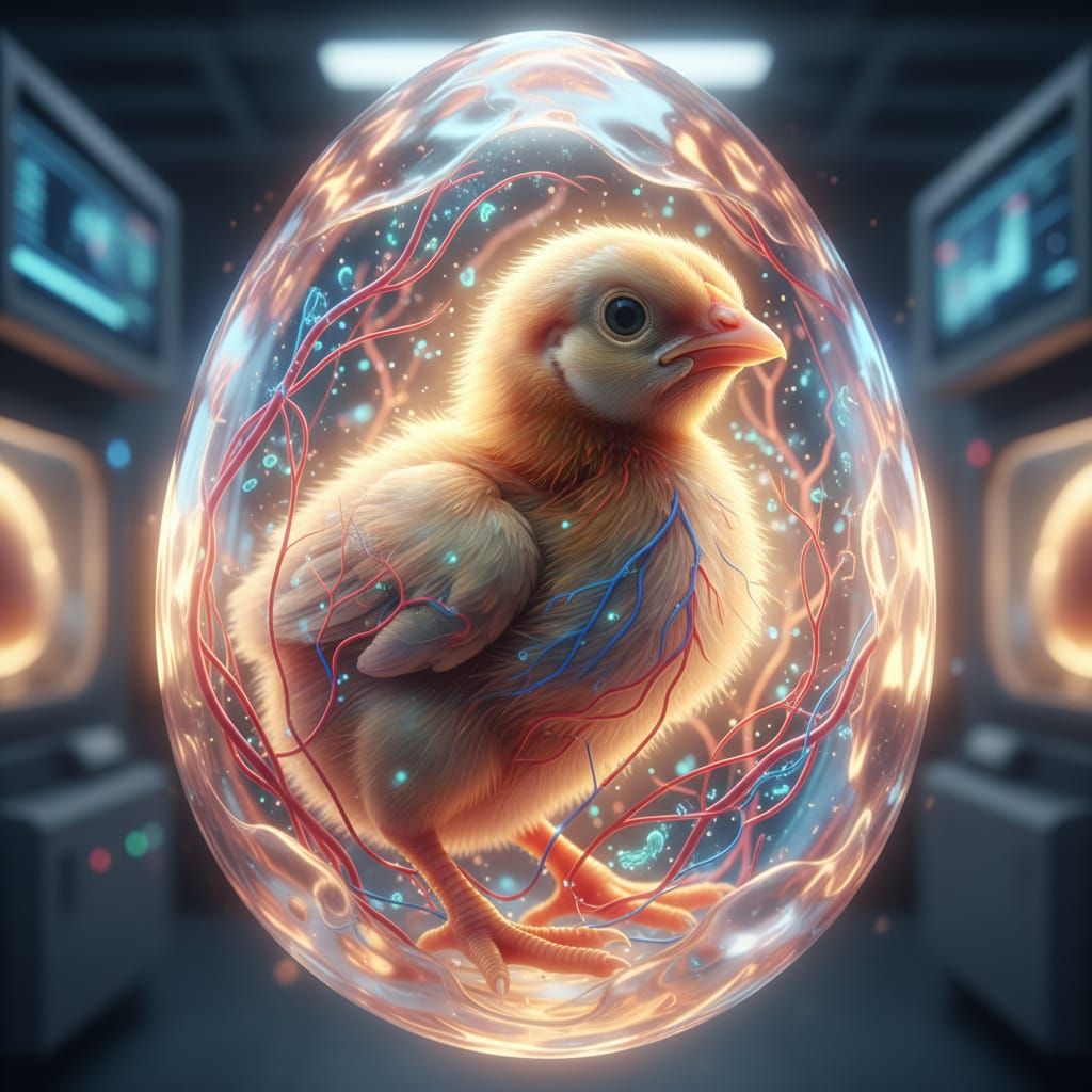 Genetically Modified Chicken Egg with Edible Clear Shell