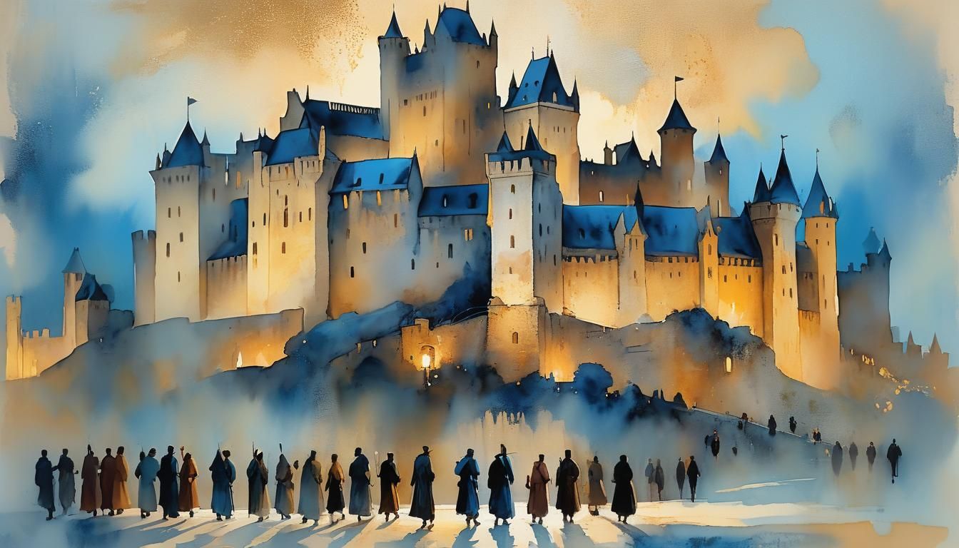 Enchanted Cityscape: Castle Painted by Giant Hand