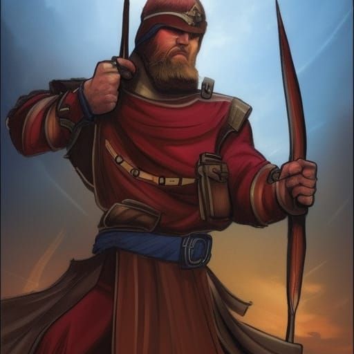 Russian Warrior with Crossbow in Comic Book Style