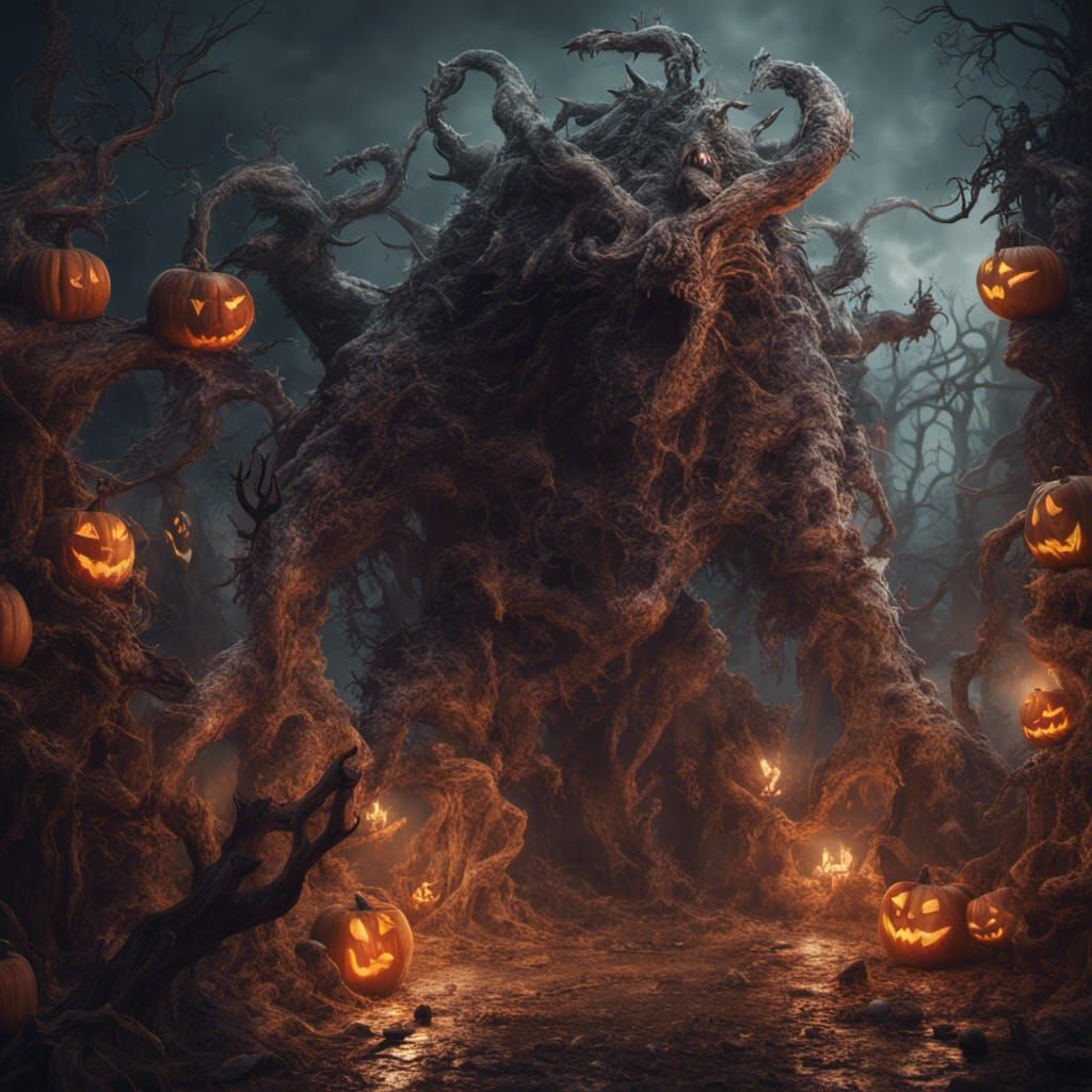 Detailed Halloween Horrors in Matte Painting Style