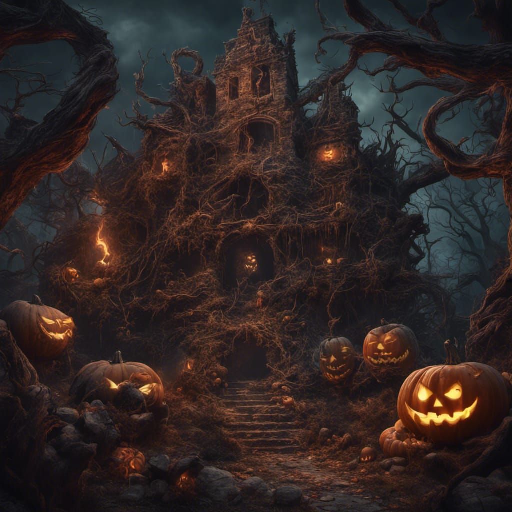 Detailed Halloween Horrors in Matte Painting Style