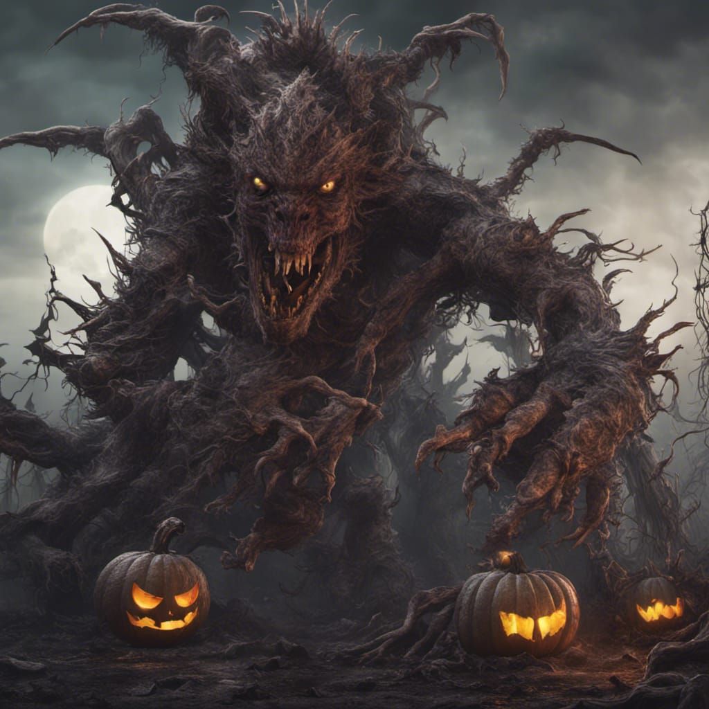 Detailed Halloween Horrors in Matte Painting Style