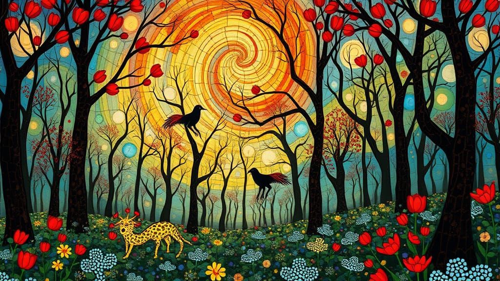 Ethereal Forest Glade with Mythical Creatures