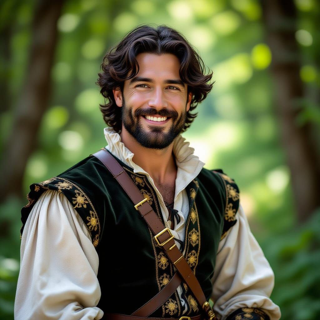 Handsome Man in 15th Century Attire, Hyperrealistic