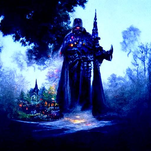 Ethereal Dark Lord in a Misty Fantasy Landscape