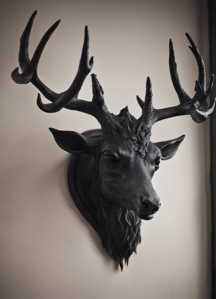 Creepy Black Deer Head Halloween Decoration
