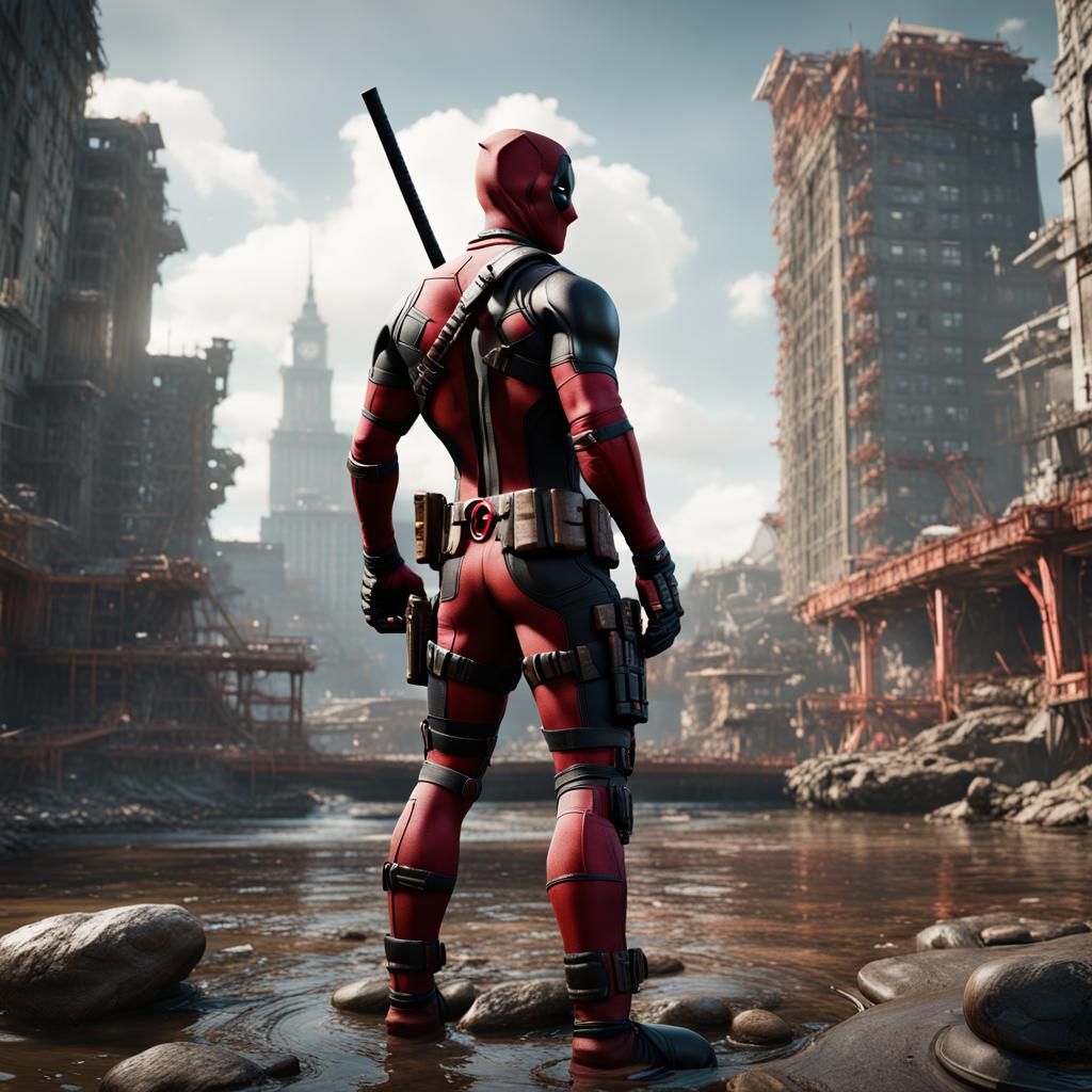 Detailed Deadpool Matte Painting in Unreal Engine 5