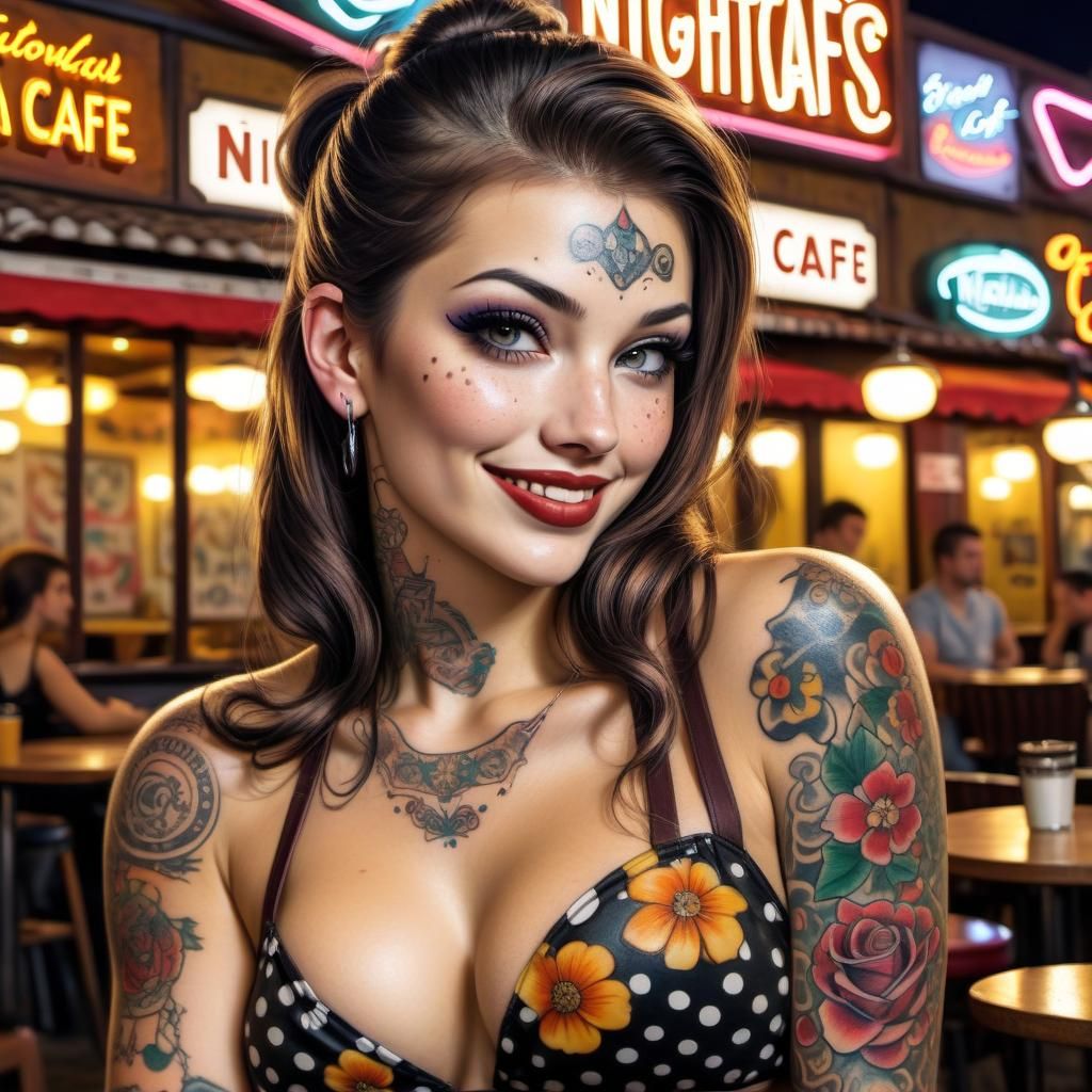 Stunning Woman in Polka Dot Bikini