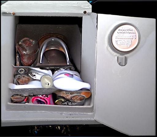 Open Safe Reveals Stash of Shoes