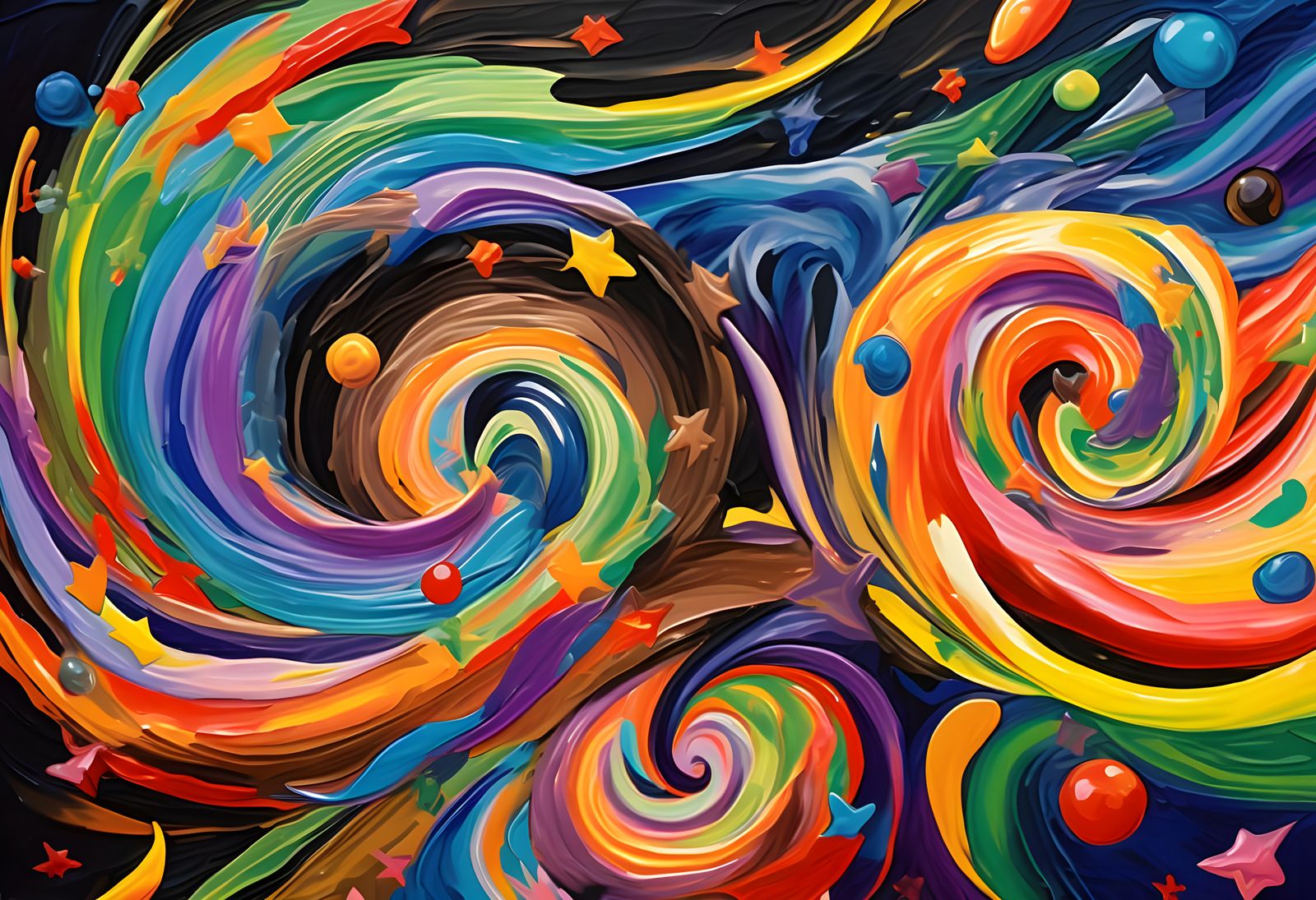 Vast Overlapping Helical Vortex Maelstroms of Paint and Plas...