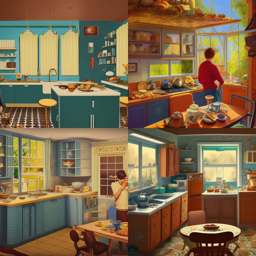 1960s Kitchen: Sunday Morning Breakfast, Detailed Matte Pain...