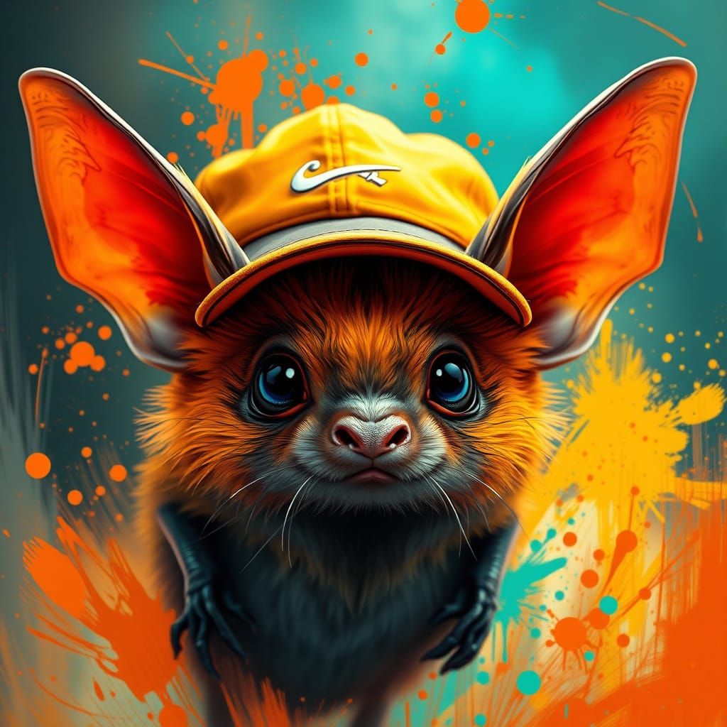 Baseball Cap Bat in Vibrant Art Nouveau Style